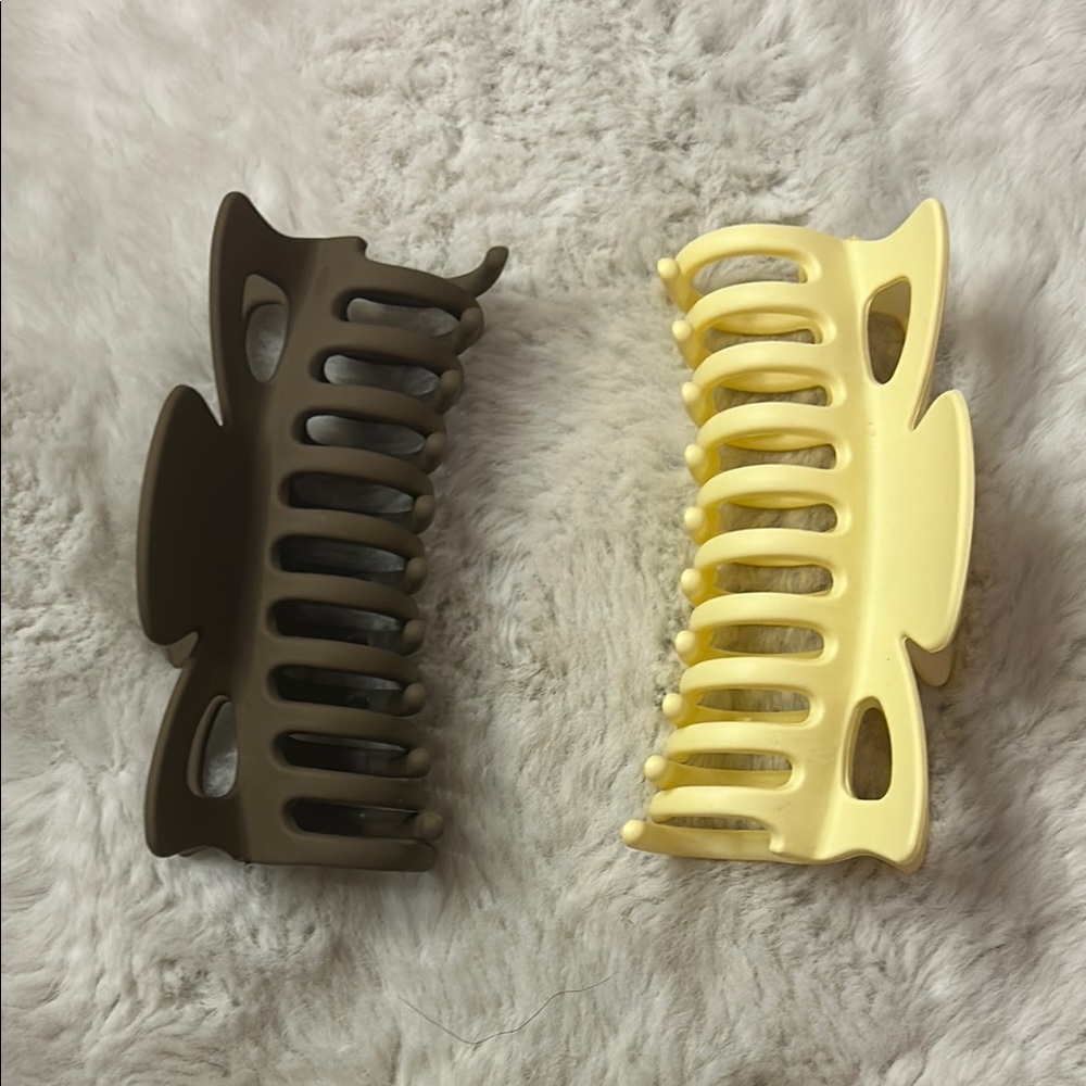 Brown and Yellow Hair Claw Clips